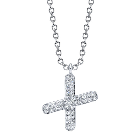 0.09CT 14K W/G DIAMOND PAVE NECKLACE - INITIAL X