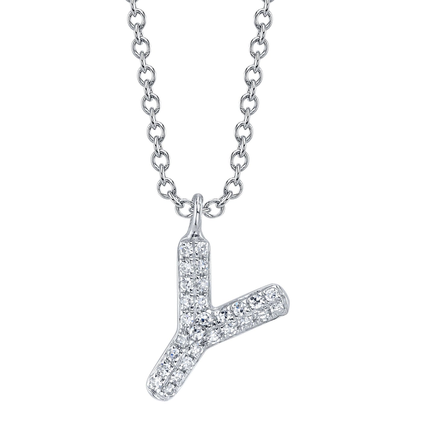 0.06CT 14K W/G DIAMOND PAVE NECKLACE - INITIAL Y