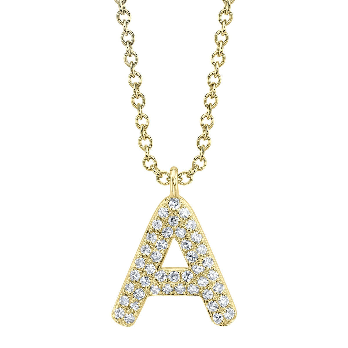 0.09CT 14K Y/G DIAMOND PAVE NECKLACE - INITIAL A