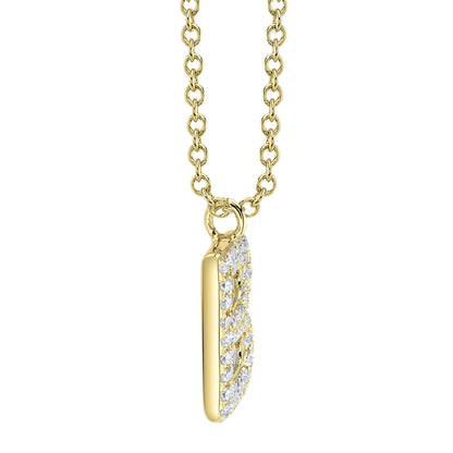 0.11CT 14K Y/G DIAMOND PAVE NECKLACE - INITIAL B