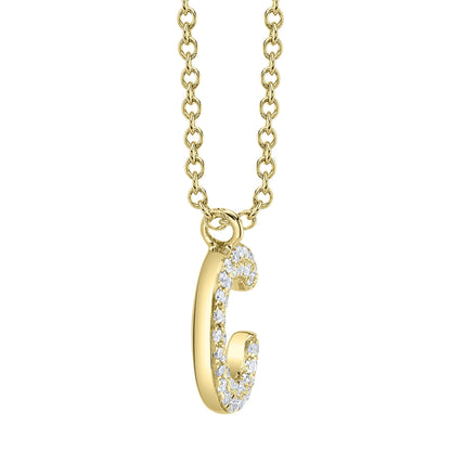 0.08CT 14K Y/G DIAMOND PAVE NECKLACE - INITIAL C