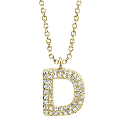 0.10CT 14K Y/G DIAMOND PAVE NECKLACE - INITIAL D