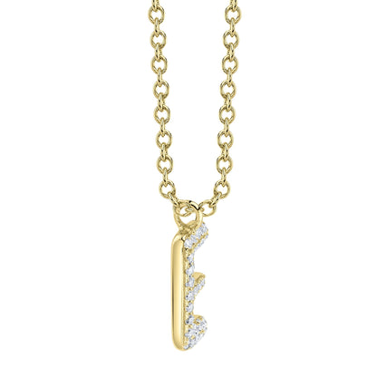0.07CT 14K Y/G DIAMOND PAVE NECKLACE - INITIAL E