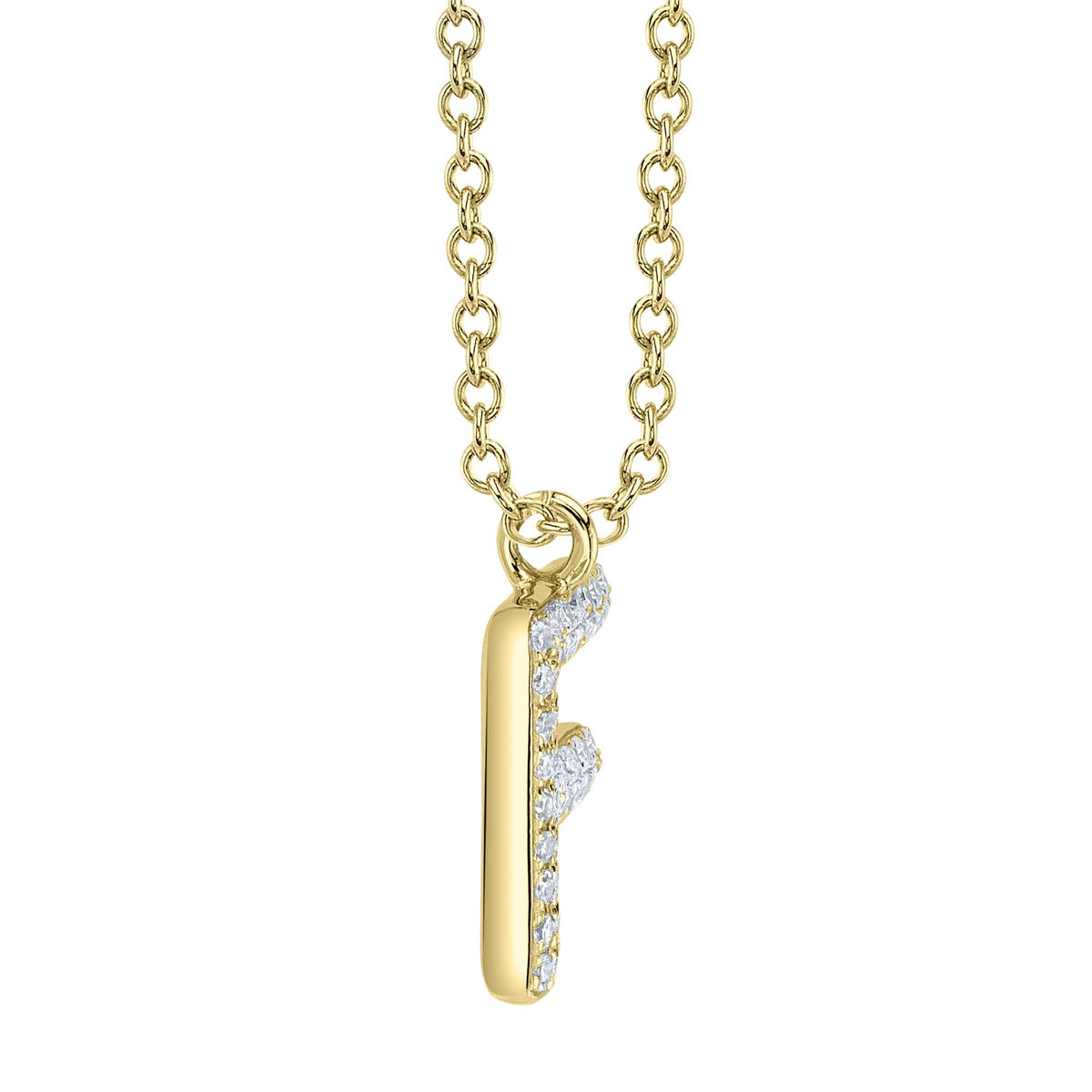 0.08CT 14K Y/G DIAMOND PAVE NECKLACE - INITIAL F