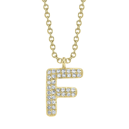 0.08CT 14K Y/G DIAMOND PAVE NECKLACE - INITIAL F