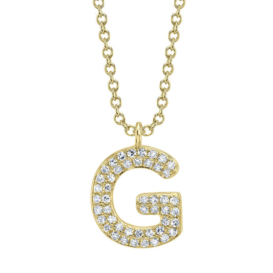 0.10CT 14K Y/G DIAMOND PAVE NECKLACE - INITIAL G