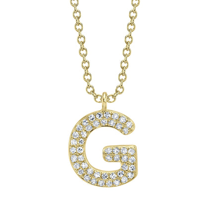 0.10CT 14K Y/G DIAMOND PAVE NECKLACE - INITIAL G
