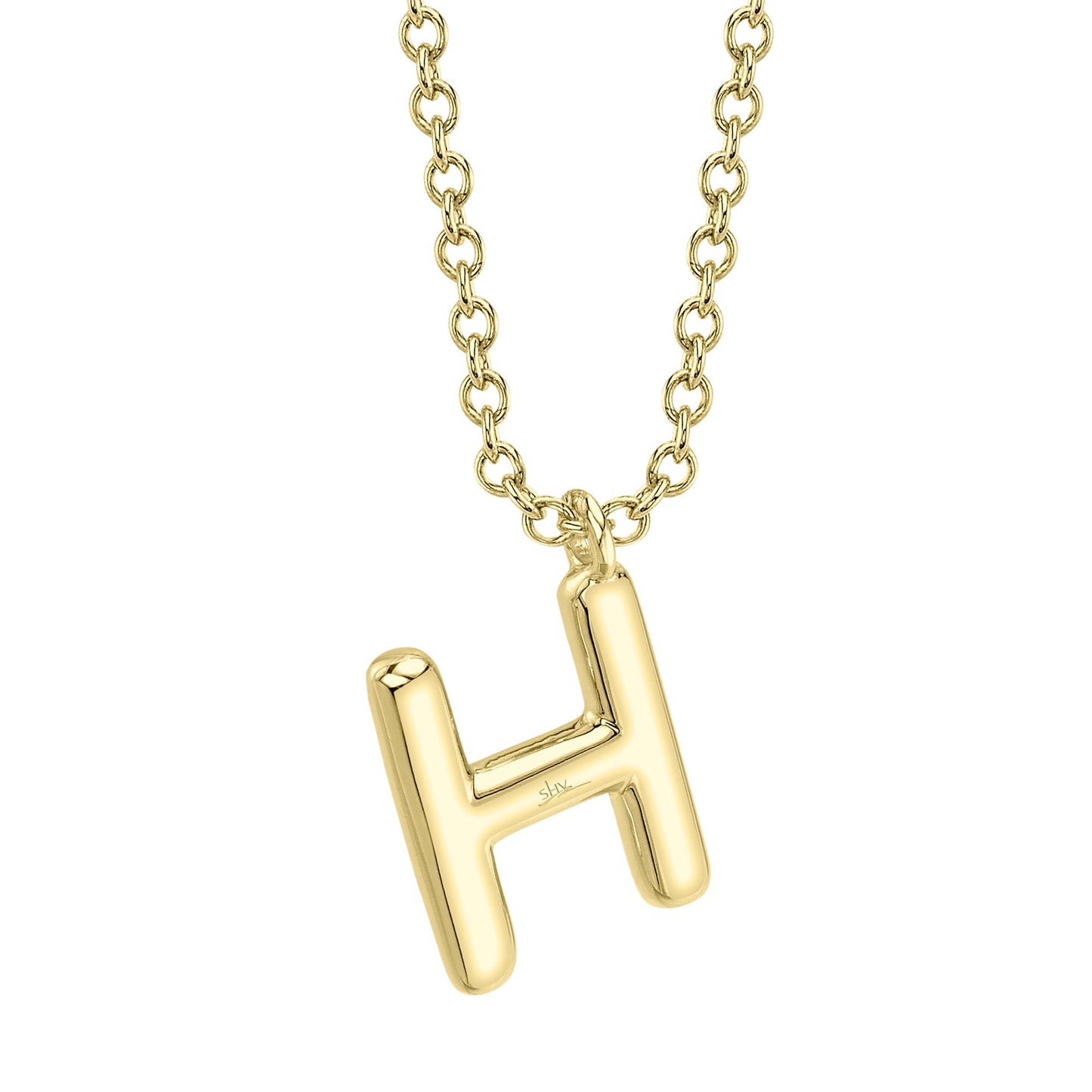 0.09CT 14K Y/G DIAMOND PAVE NECKLACE - INITIAL H