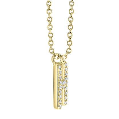 0.09CT 14K Y/G DIAMOND PAVE NECKLACE - INITIAL H