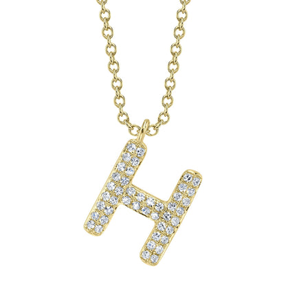 0.09CT 14K Y/G DIAMOND PAVE NECKLACE - INITIAL H