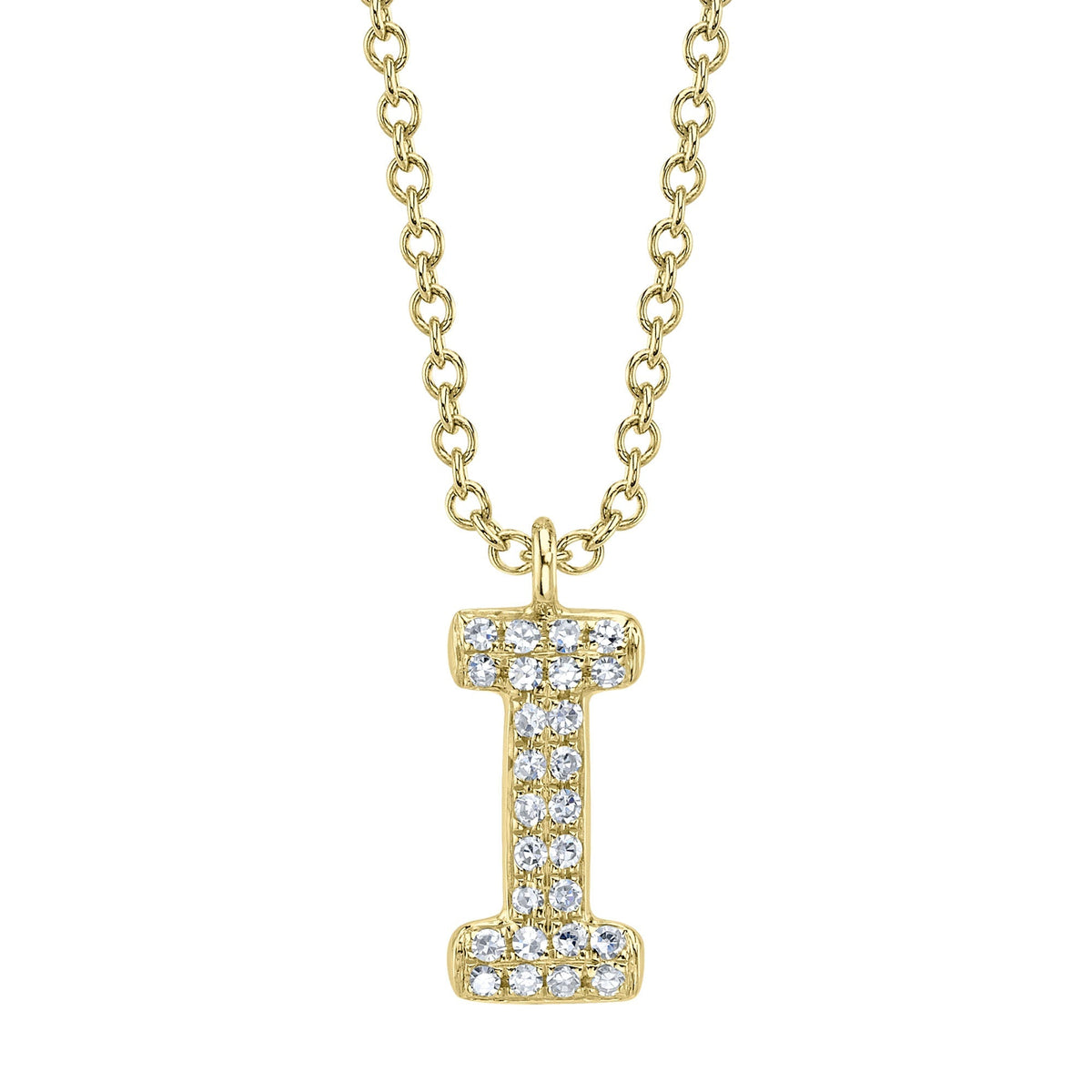 0.06CT 14K Y/G DIAMOND PAVE NECKLACE - INITIAL I