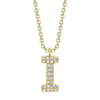 0.06CT 14K Y/G DIAMOND PAVE NECKLACE - INITIAL I