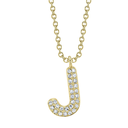 0.06CT 14K Y/G DIAMOND PAVE NECKLACE - INITIAL J