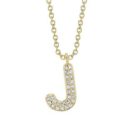 0.06CT 14K Y/G DIAMOND PAVE NECKLACE - INITIAL J