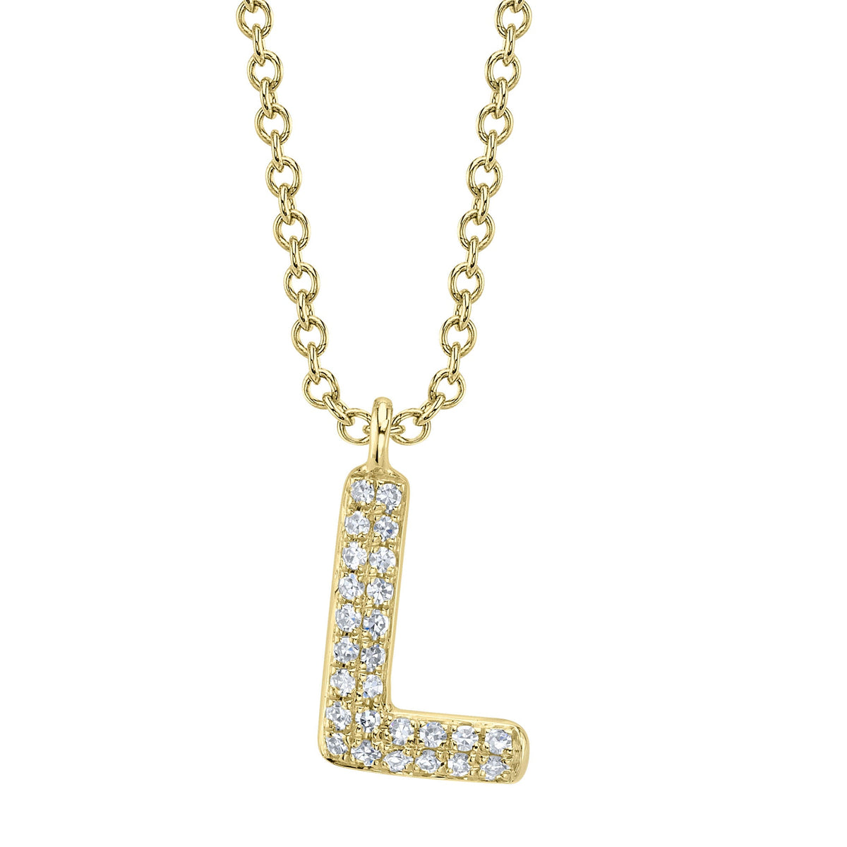 0.05CT 14K Y/G DIAMOND PAVE NECKLACE - INITIAL L
