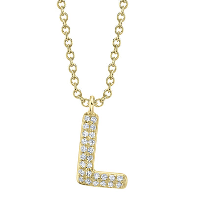 0.05CT 14K Y/G DIAMOND PAVE NECKLACE - INITIAL L