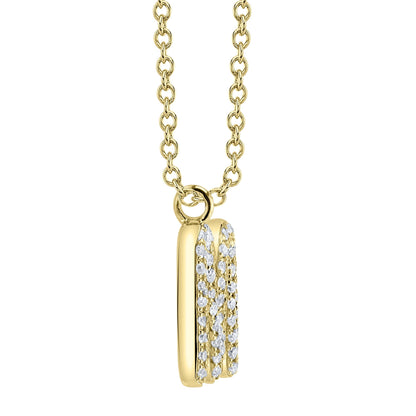 0.14CT 14K Y/G DIAMOND PAVE NECKLACE - INITIAL M