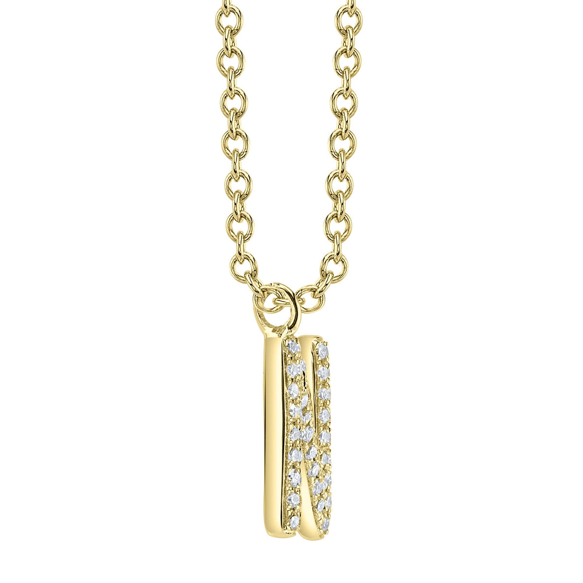 0.11CT 14K Y/G DIAMOND PAVE NECKLACE - INITIAL N