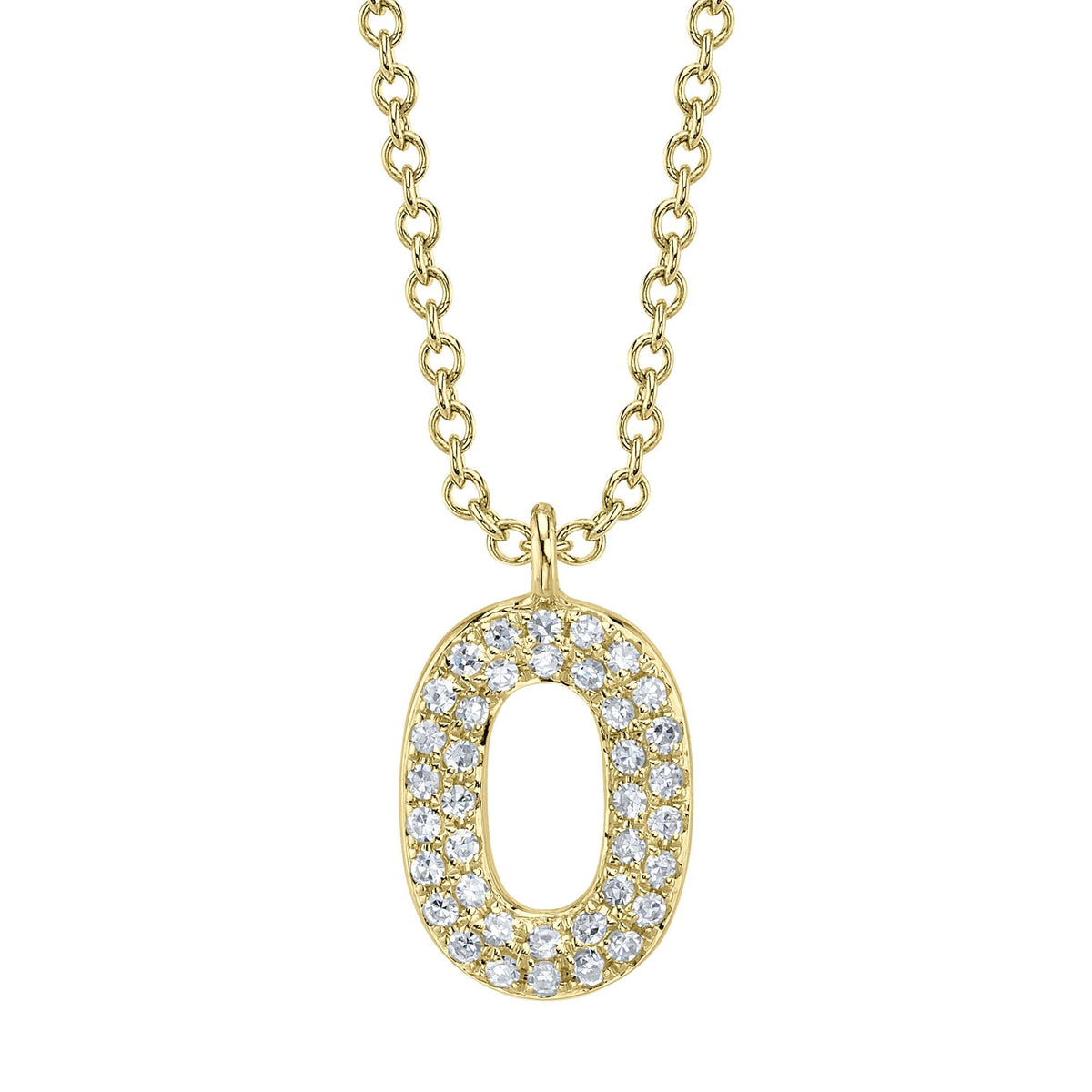 0.08CT 14K Y/G DIAMOND PAVE NECKLACE - INITIAL O