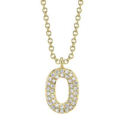 0.08CT 14K Y/G DIAMOND PAVE NECKLACE - INITIAL O