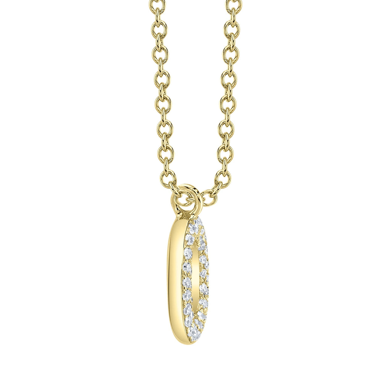 0.08CT 14K Y/G DIAMOND PAVE NECKLACE - INITIAL O