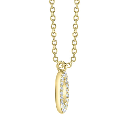 0.08CT 14K Y/G DIAMOND PAVE NECKLACE - INITIAL O