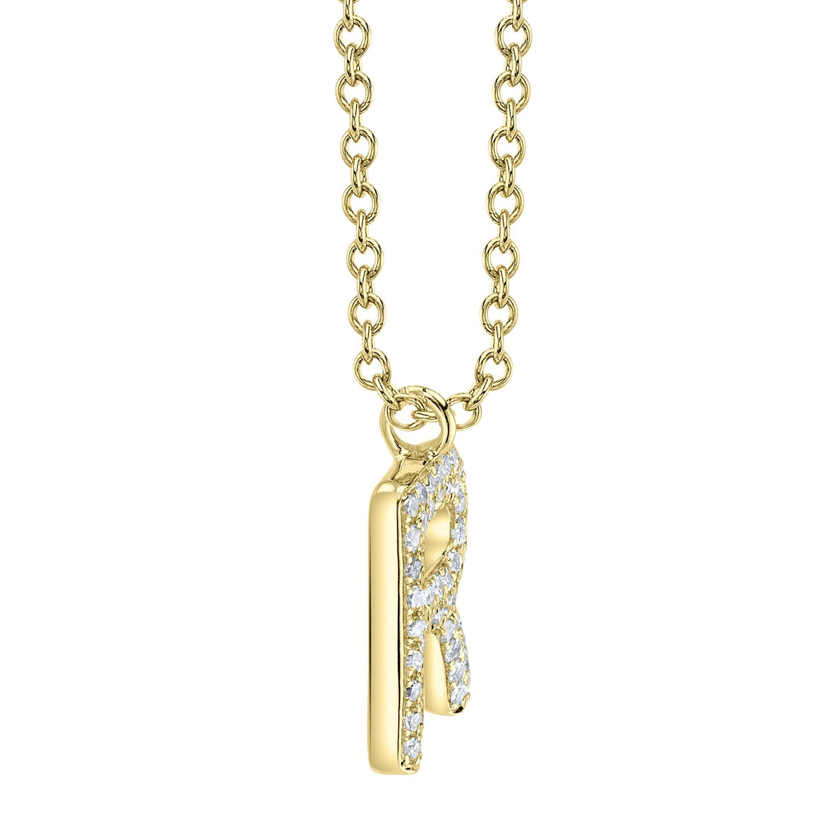 0.10CT 14K Y/G DIAMOND PAVE NECKLACE - INITIAL R
