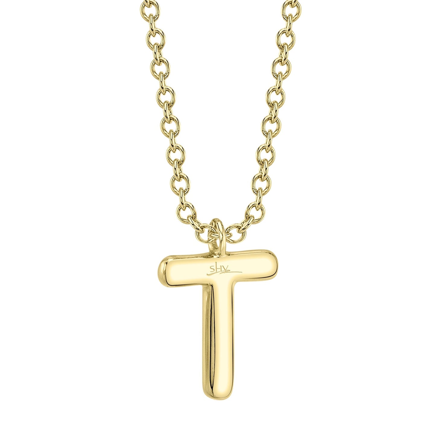 0.06CT 14K Y/G DIAMOND PAVE NECKLACE - INITIAL T