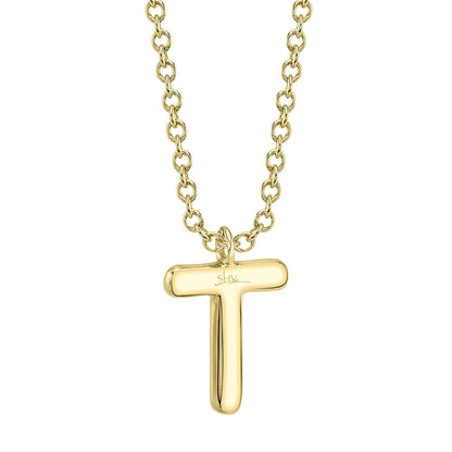 0.06CT 14K Y/G DIAMOND PAVE NECKLACE - INITIAL T