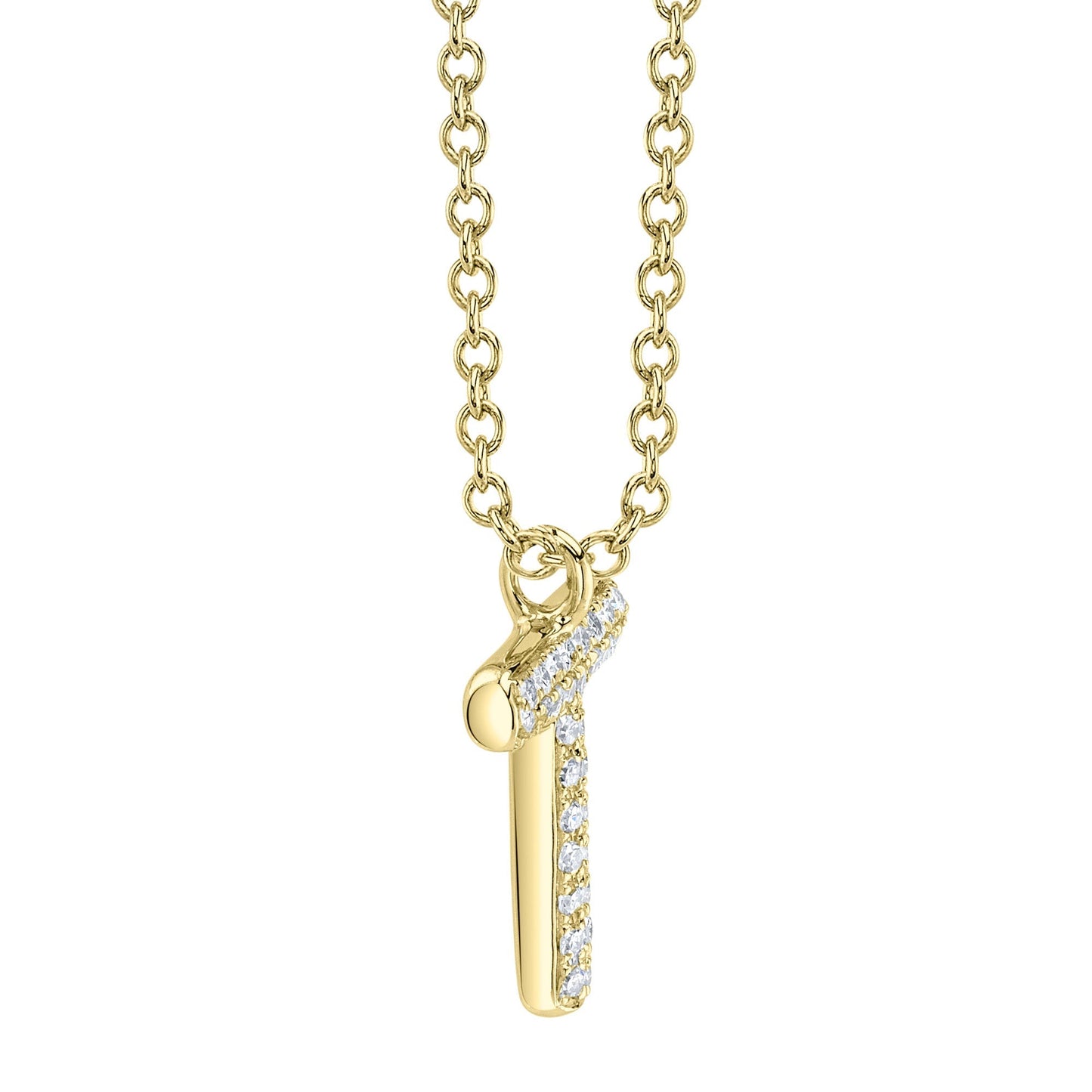 0.06CT 14K Y/G DIAMOND PAVE NECKLACE - INITIAL T