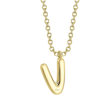 0.07CT 14K Y/G DIAMOND PAVE NECKLACE - INITIAL V