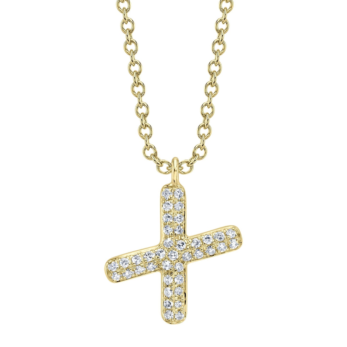 0.09CT 14K Y/G DIAMOND PAVE NECKLACE - INITIAL X