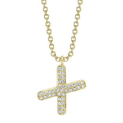 0.09CT 14K Y/G DIAMOND PAVE NECKLACE - INITIAL X