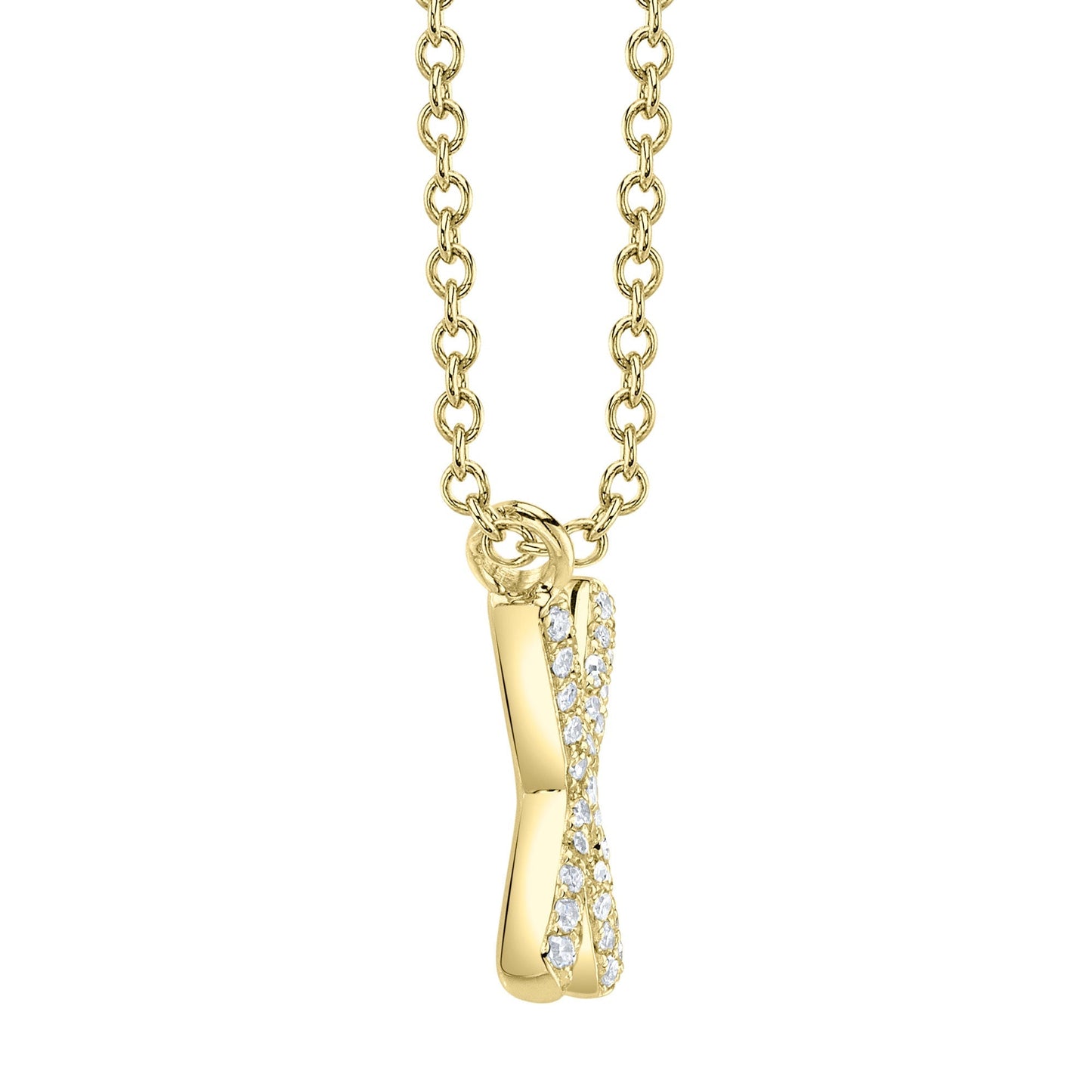 0.09CT 14K Y/G DIAMOND PAVE NECKLACE - INITIAL X