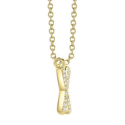 0.09CT 14K Y/G DIAMOND PAVE NECKLACE - INITIAL X