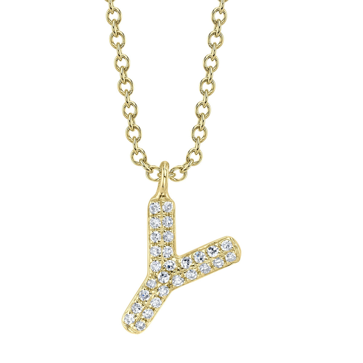 0.06CT 14K Y/G DIAMOND PAVE NECKLACE - INITIAL Y