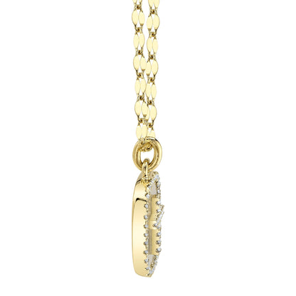 0.11CT DIAMOND & 0.95CT MOTHER OF PEARL 14K Y/G OVAL CROSS SPARKLE CHAIN NECKLACE