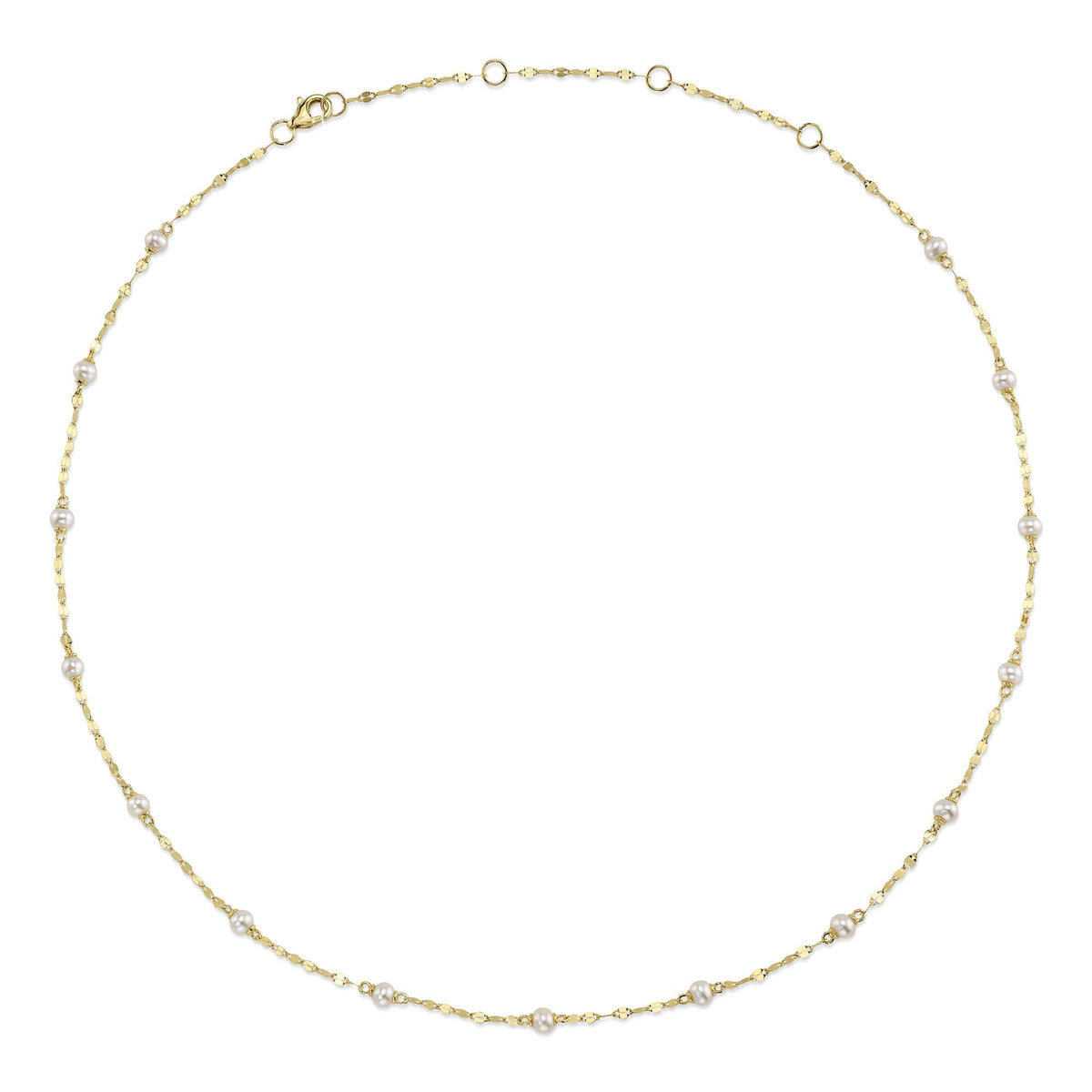 14K Y/G CULTURED PEARL SPARKLE CHAIN NECKLACE