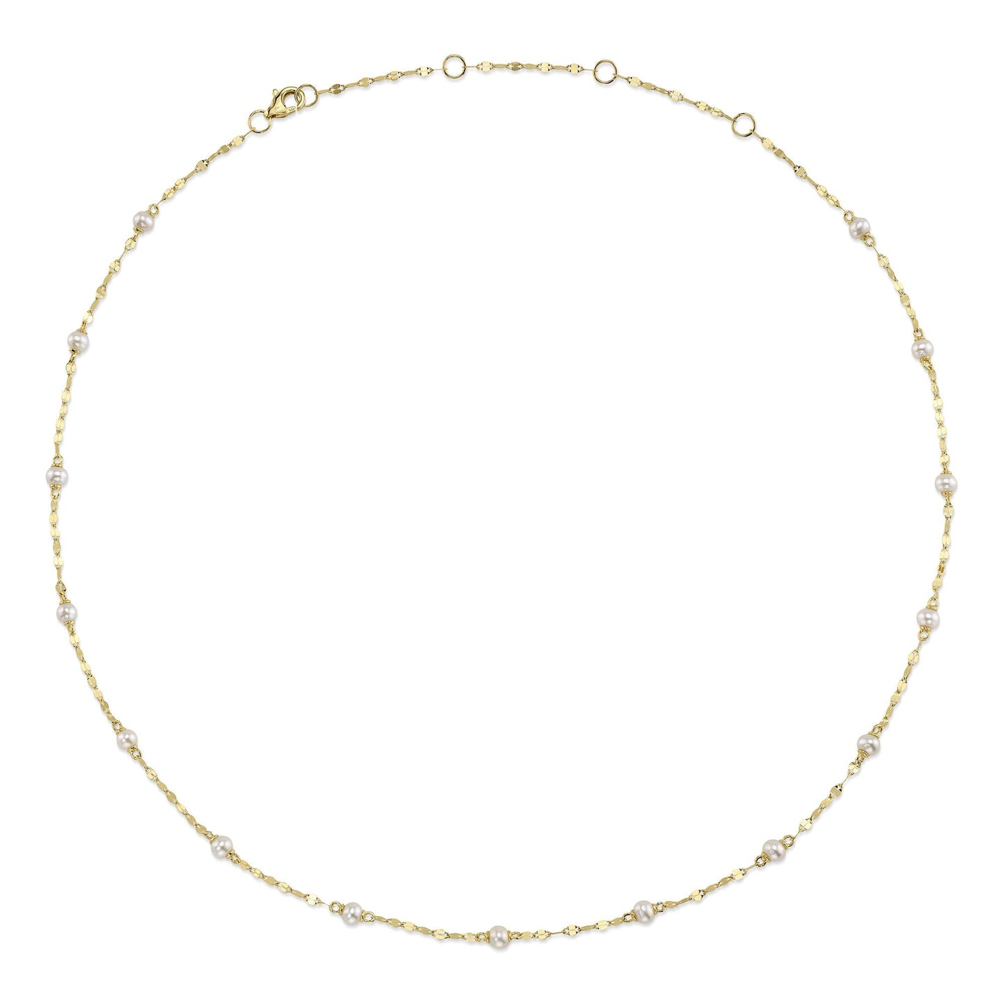 14K Y/G CULTURED PEARL SPARKLE CHAIN NECKLACE