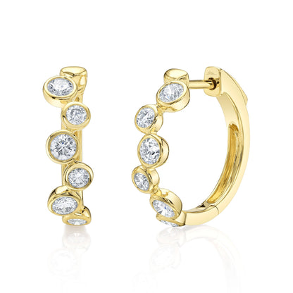 0.84CT 14K Y/G DIAMOND BEZEL HOOP EARRING