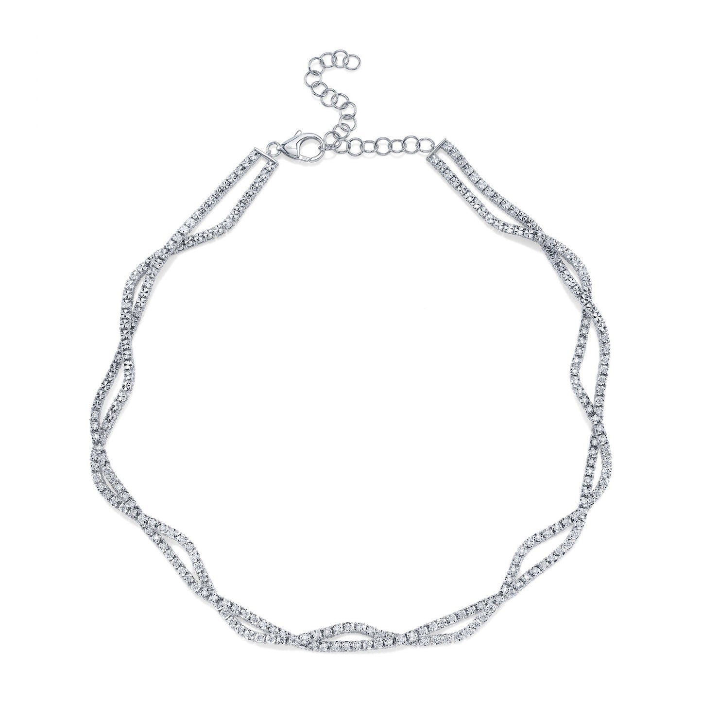 2.53CT 14K W/G DIAMOND TWISTED DOUBLE STRAND NECKLACE