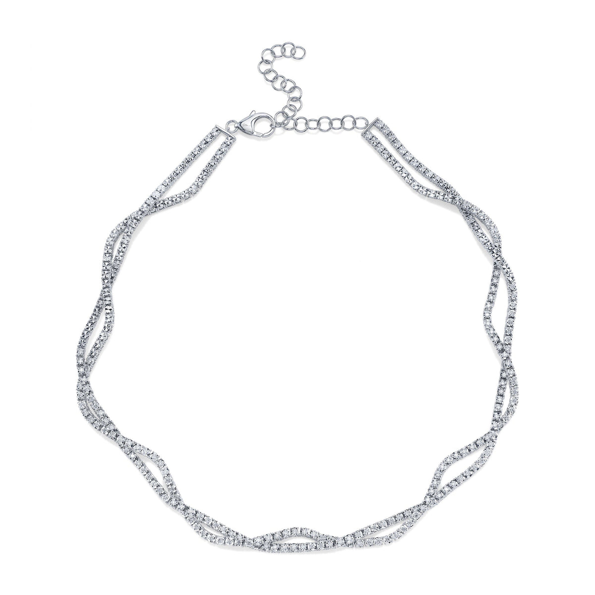 2.53CT 14K W/G DIAMOND TWISTED DOUBLE STRAND NECKLACE