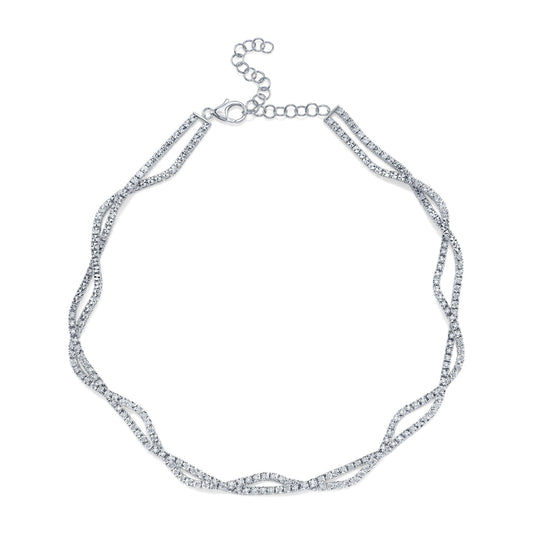 2.53CT 14K W/G DIAMOND TWISTED DOUBLE STRAND NECKLACE