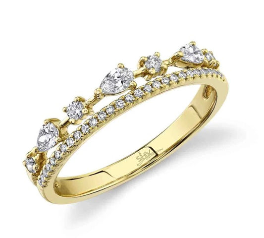 14K Yellow Gold Diamond Pear Ring