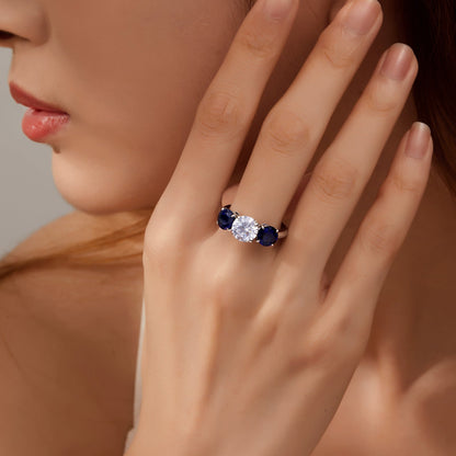 Fancy Lab-Grown Sapphire Three-Stone Ring