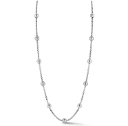 JAI Sterling Silver Hammered Bead Box Chain Necklace
