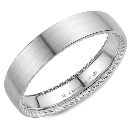 CrownRing 5MM Wedding Band with Brushed Center & Rope Detailing WB-012R5WSP