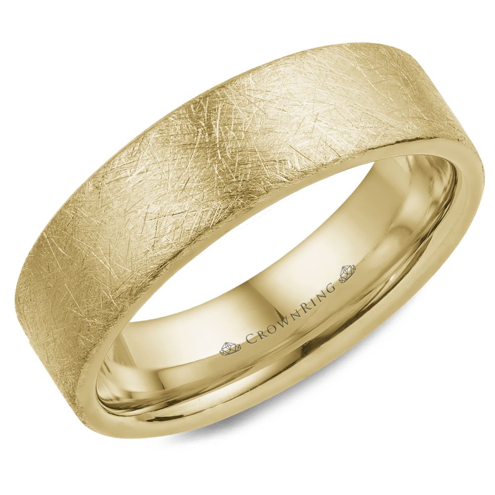 CrownRing 6MM Wedding Band with Diamond Brushed Center WB-025C6W