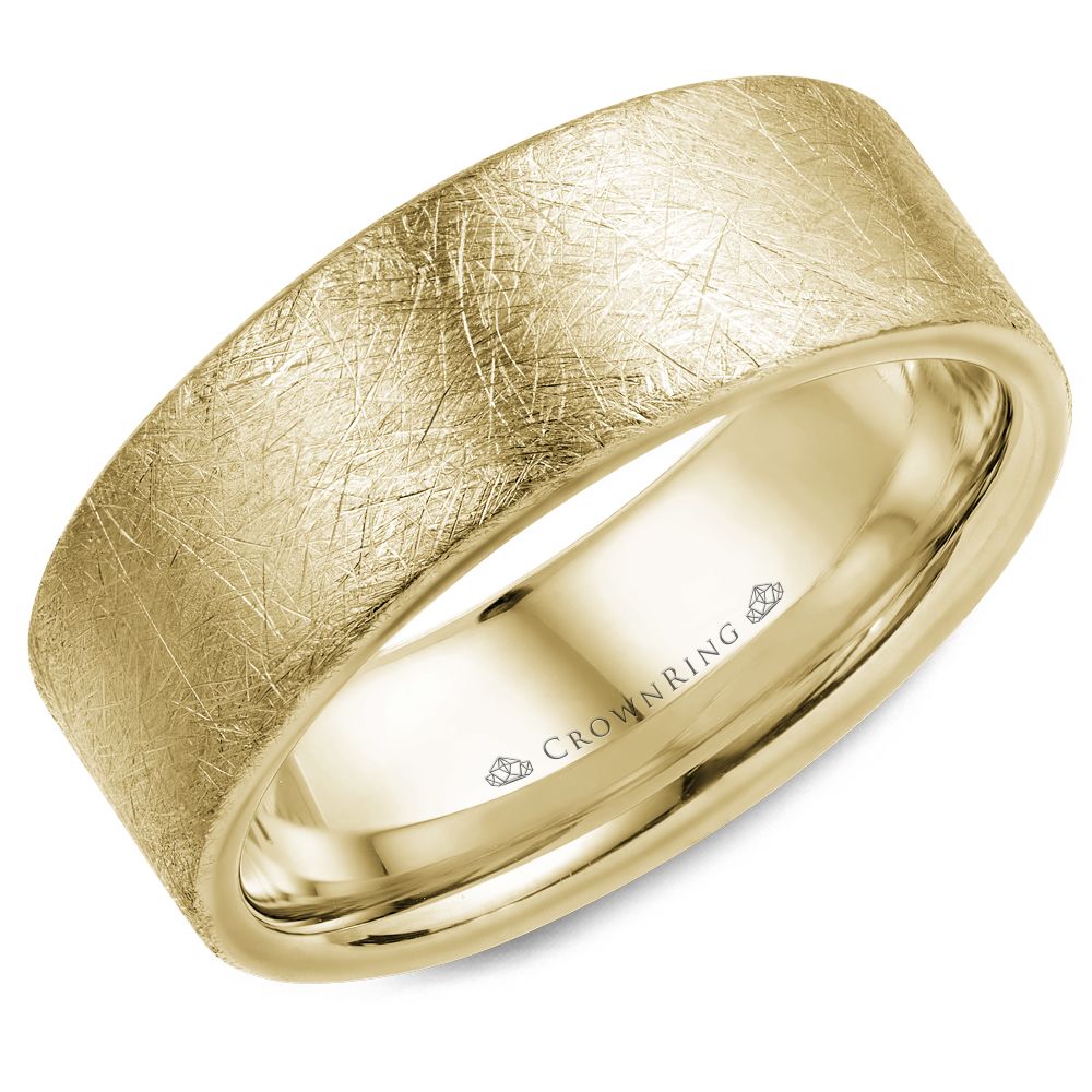 CrownRing 8MM Wedding Band with Diamond Brushed Center WB-025C8W
