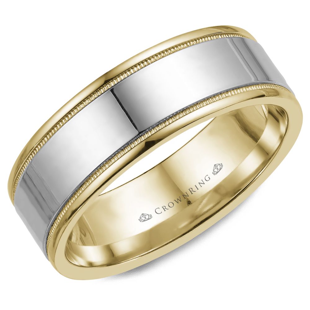 CrownRing 8MM Wedding Band with Milgrain Detailing WB-6815